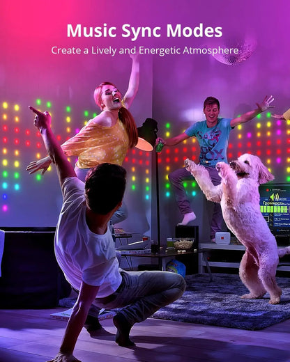 Christmas LED Curtain Lights Smart APP Controlled DIY Text Pattern Animation Display Music Change Light Garland Festival Decor