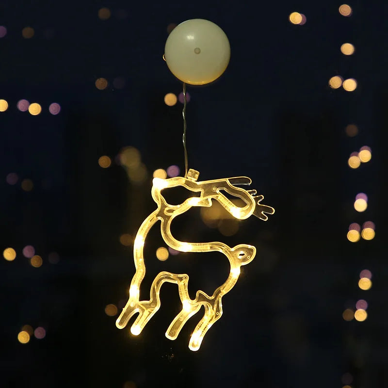 Christmas Ornaments Hanging LED Lights Bedroom Decoration Christmas Decorations Home Window Glass Decoration Warm Battery