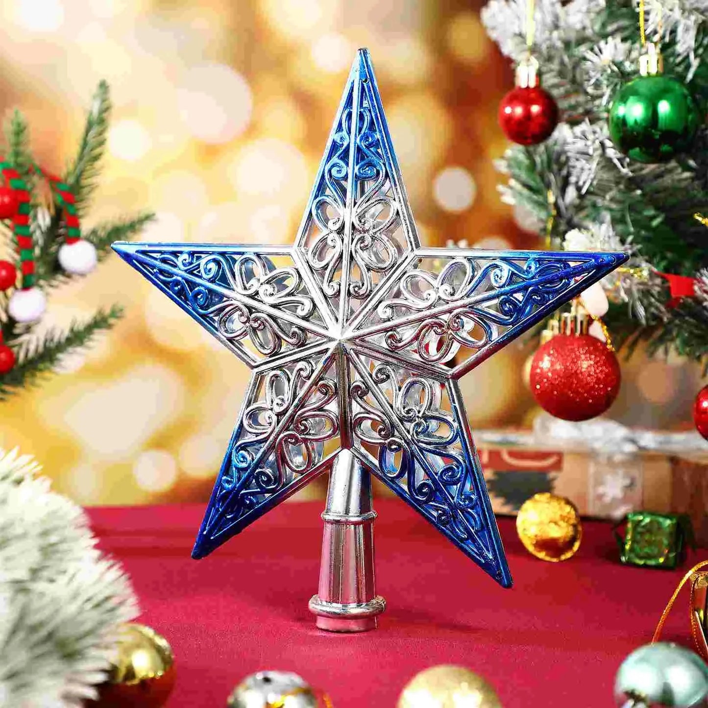 Christmas Ornament Christmas Tree Star Topper Star Party Decoration Tree toppers Blue Decorchraitmas Supplies Favors