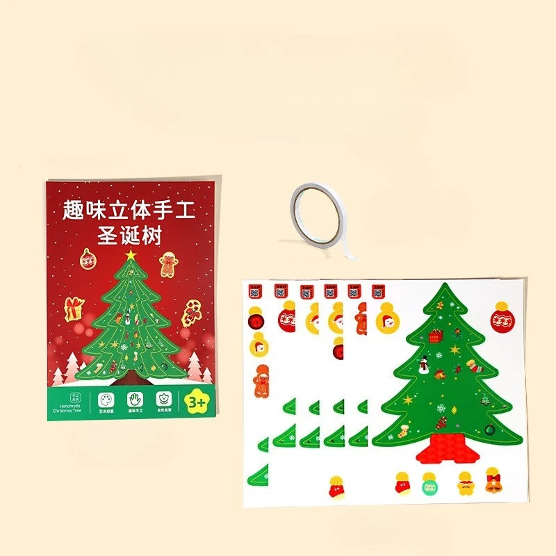 Christmas decorations desktop small paper handmade DIY folding Christmas tree scene atmosphere arrangement small ornaments