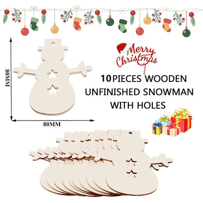 Christmas Wooden Ornaments Crafts Artificial Wooden Angel Snowman Christmas Tree Hanging Decoration DIY Home Party Gifts