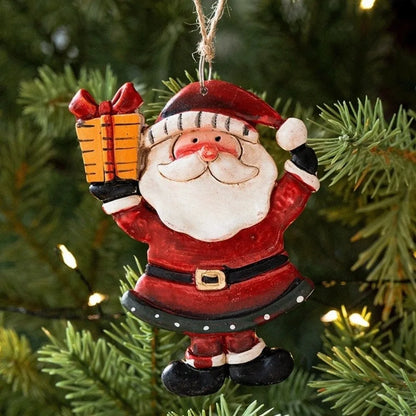 Cartoon Christmas Hanging Ornaments Handcrafted Tree Wooden Beaded String Snowman Pendant Decoration