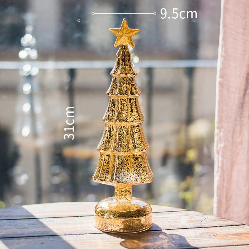 Christmas Tree Glass Night Light for Home Xmas Romantic Holiday Atmosphere Arbol De Navidad Ornaments LED Luminous Decoration