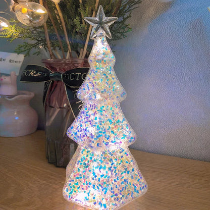 Christmas Tree Glass LED Night Light Romantic Holiday Decor