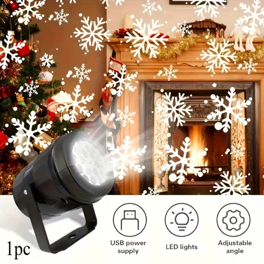 Christmas Snowfall Projector Lights Highlight Dynamic LED Snow Xmas Snowflake Spotlight Lighting Projector for Home Room Decor