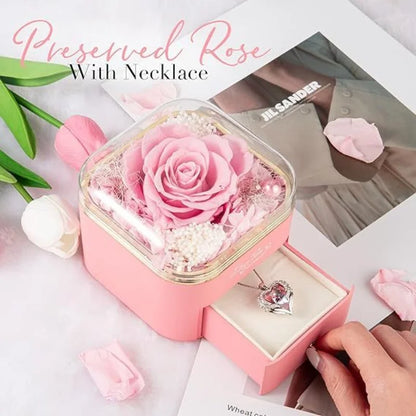 Christmas & Valentine's Day Gift - Real Natural Preserved Eternal Rose Flower Acrylic Box Ideal Gifts for Women & Girls