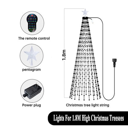 Christmas Tree Lights Smart RGB LED String Lights With  Star Topper Music Sync Timer Bluetooth App Controlled Holiday Lighting