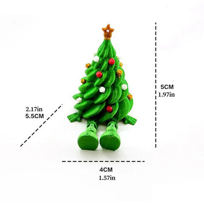 Mini Christmas Trees 3D Printed Toys Cute Figurines with Articulated Legs Statues Store Window Displays Christmas Festive Decor