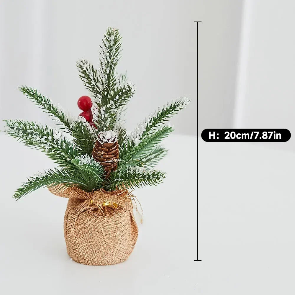 Christmas Tree Mini Desktop Decoration Plush Falling Snow PE Tree Holiday Scene Decoration 20cm Christmas Trees Home Decor
