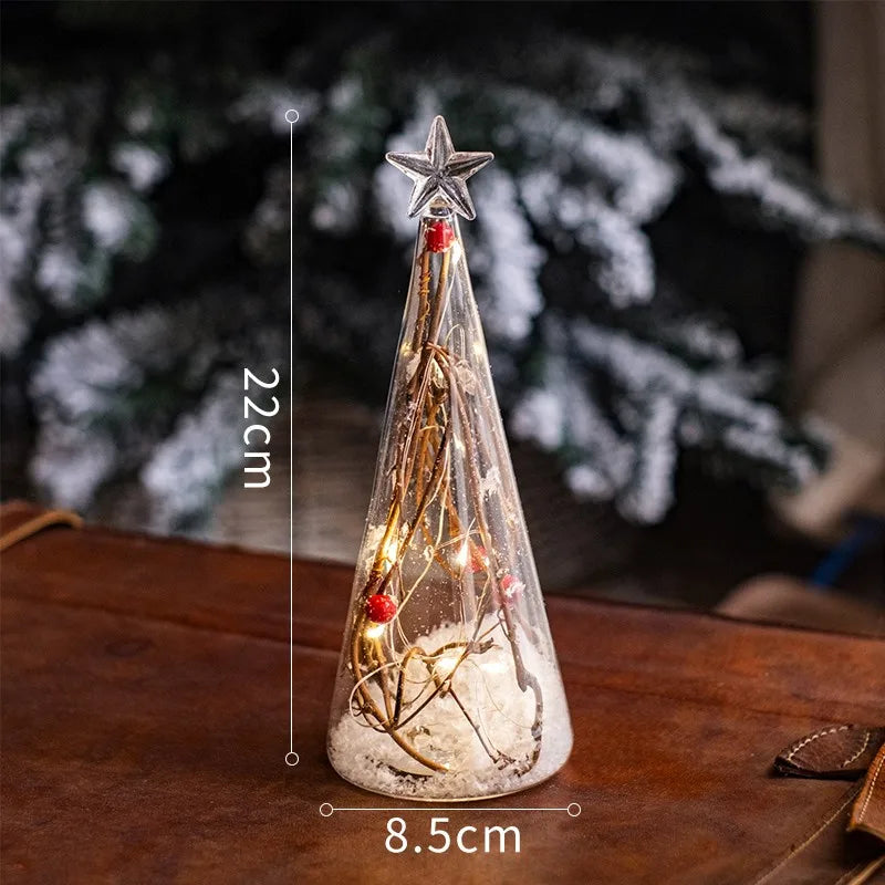 Christmas Tree Glass Night Light for Home Xmas Romantic Holiday Atmosphere Arbol De Navidad Ornaments LED Luminous Decoration