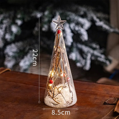 Christmas Tree Glass Night Light for Home Xmas Romantic Holiday Atmosphere Arbol De Navidad Ornaments LED Luminous Decoration