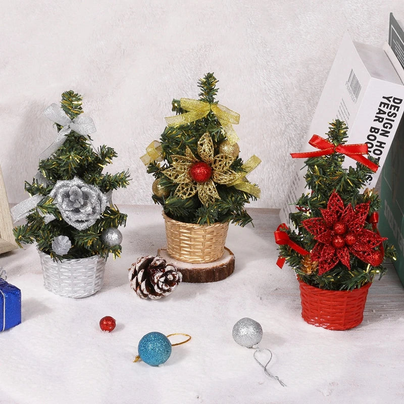 3PCS Xmas Tree Artifical Mini Christmas Tree Christmas Gift Snow Frost Trees Home Decor