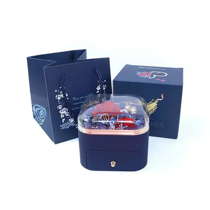 Christmas & Valentine's Day Gift - Real Natural Preserved Eternal Rose Flower Acrylic Box Ideal Gifts for Women & Girls