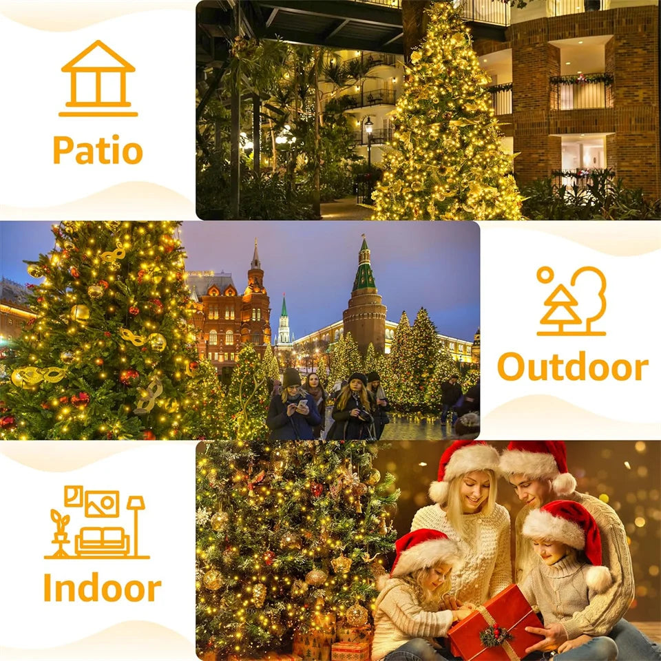 Christmas String Lights with Ring for Tree 2M 1.5M Christmas Tree Lights Xmas Fairy Lights for Christmas Tree Decorations