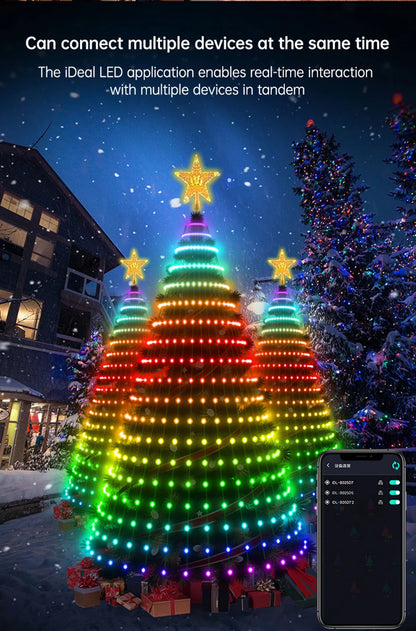 Christmas Tree Lights Smart RGB LED String Lights With  Star Topper Music Sync Timer Bluetooth App Controlled Holiday Lighting