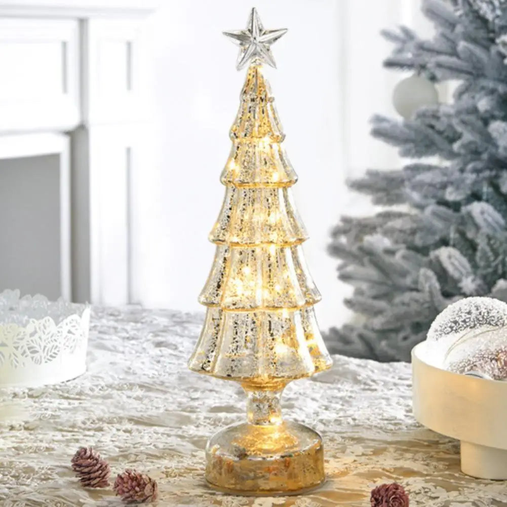 Christmas Tree with Lights Lighted Glass Christmas Tree Battery Operated Christmas Tree Night Lights Tabletop Decor ﻿ Mini Glass