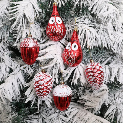 New Christmas Decorations Electroplated Ornaments Special-Shaped Balls Home Plastic Acorns Pinecones Owls Spinning Orbs Hanging