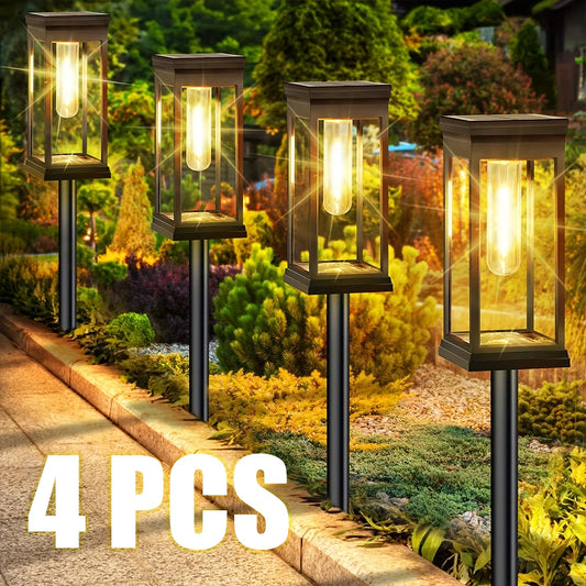 Outdoor Solar Path Lights Waterproof Garden Lighting for Patio Lawn Walkways Driveways Warm Landscape Lights