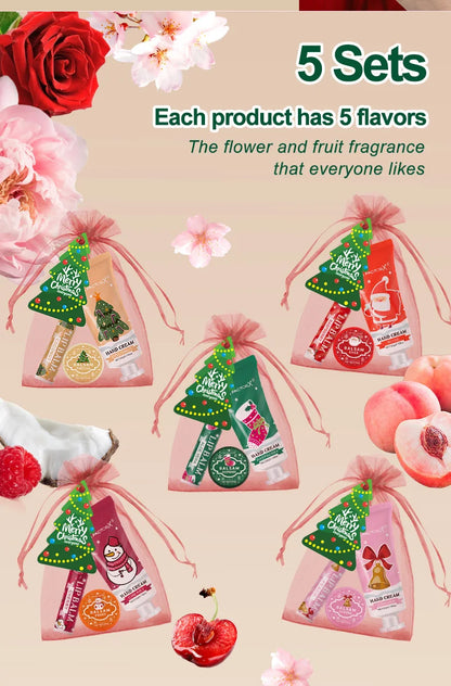 25 pieces/box gift assembly and distribution - lipstick, hand cream, balm, Christmas cards, red gift gauze bags