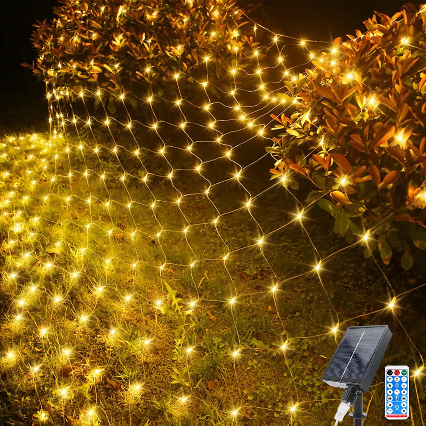 Christmas Net Lights Outdoor Solar Powered Mesh Light Waterproof Timing Dimmable for Tree Garden Yard Wedding Party Decoration