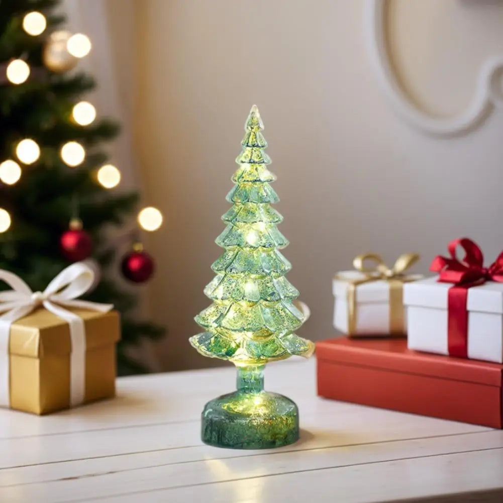 Christmas Tree with Lights Lighted Glass Christmas Tree Battery Operated Christmas Tree Night Lights Tabletop Decor ﻿ Mini Glass