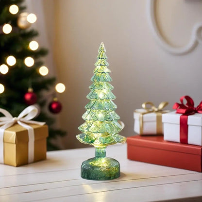 Christmas Tree with Lights Lighted Glass Christmas Tree Battery Operated Christmas Tree Night Lights Tabletop Decor ﻿ Mini Glass