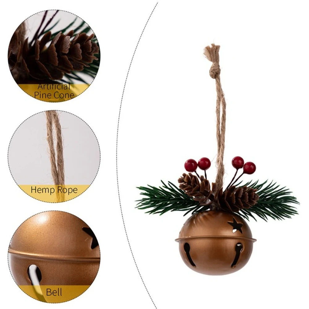 Christmas Jingle Bells Ornaments Retro Metal Christmas Bells Set Holiday Christmas Tree Decoration Window Memorial Ornament