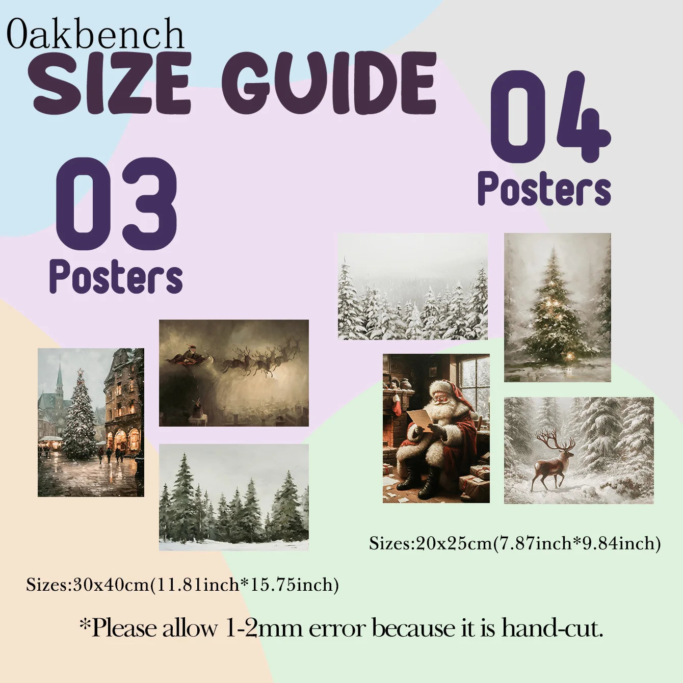 Christmas Trees Wall Art Snowy Village Print Picture Santa Deers Canvas Painting Poster For Livng Room Decoration Holiday Gift