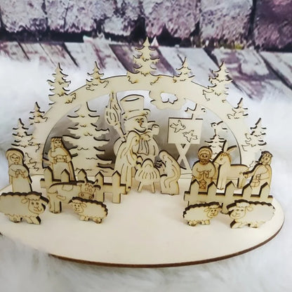 Christmas Wooden Ornaments Snowman Church Christmas Desktop Ornaments New Year Xmas Party Decorations for Home Navidad Gifts