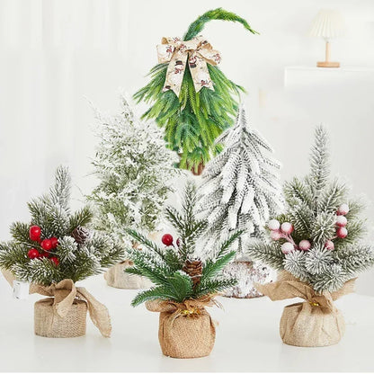 Christmas Tree Mini Desktop Decoration Plush Falling Snow PE Tree Holiday Scene Decoration 20cm Christmas Trees Home Decor