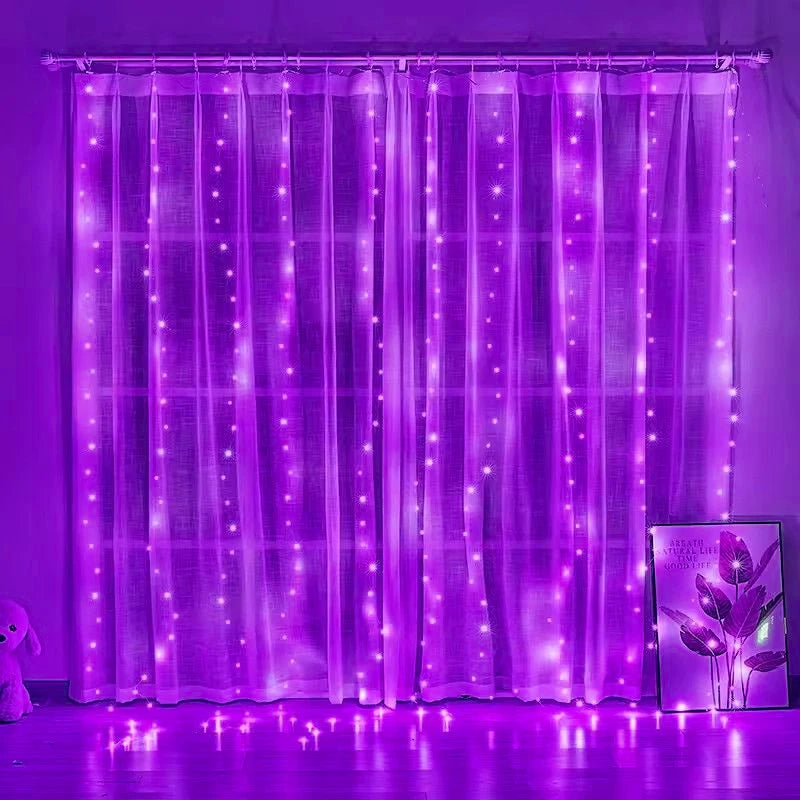 Christmas Lights Curtains for Windows Led Fairy New Year Lighting Room String Garland Usb Party Waterfalls Decorations Girls