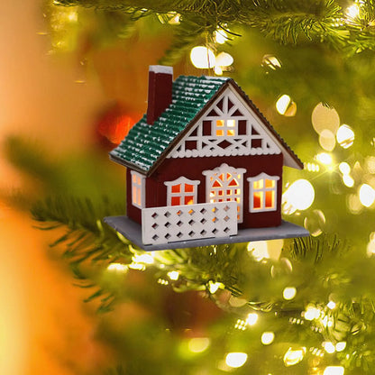 Christmas Wooden House Ornaments Christmas Tree Hanging Ornaments Christmas Party Decoration Holiday Gift Wooden Crafts