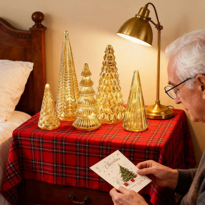 Christmas Trees with Lights 5 Pieces Acrylic LED Small Home Decor LED Light Up Christmas Tree for Outdoor Desk Table Fireplace