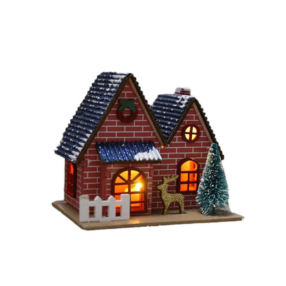 Christmas Wooden House Ornaments Christmas Tree Hanging Ornaments Christmas Party Decoration Holiday Gift Wooden Crafts