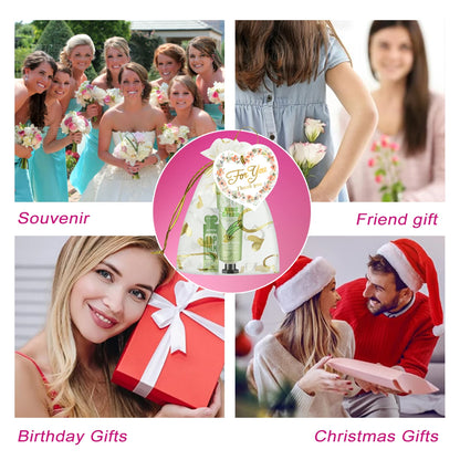 12 Hand gift Hand cream and lip balm set Friends Party Gift with love net bag and thank you card Holiday gift