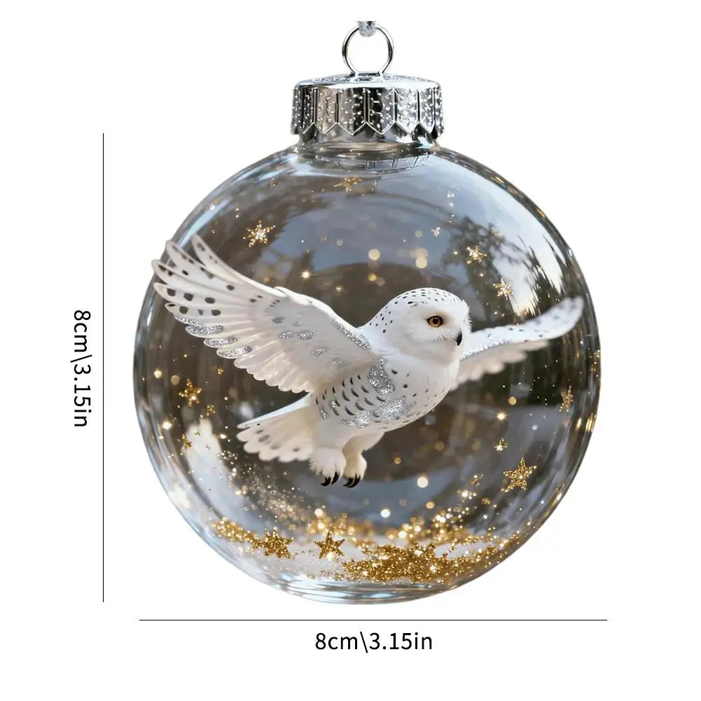 Christmas Clear Ball Ornaments Natures Birds Crystals Glass Set Hanging For Decor Set Xmas Tree Holiday Party Home Decoration