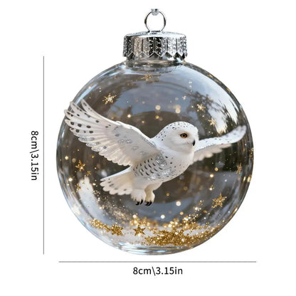 Christmas Clear Ball Ornaments Natures Birds Crystals Glass Set Hanging For Decor Set Xmas Tree Holiday Party Home Decoration