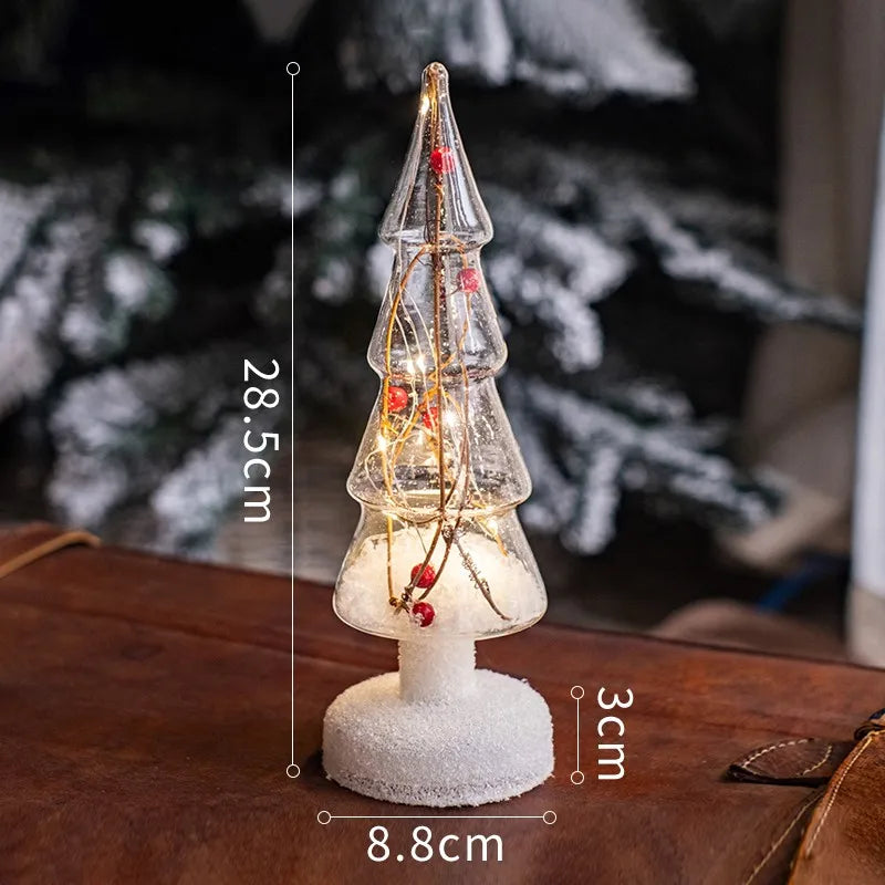 Christmas Tree Glass Night Light for Home Xmas Romantic Holiday Atmosphere Arbol De Navidad Ornaments LED Luminous Decoration