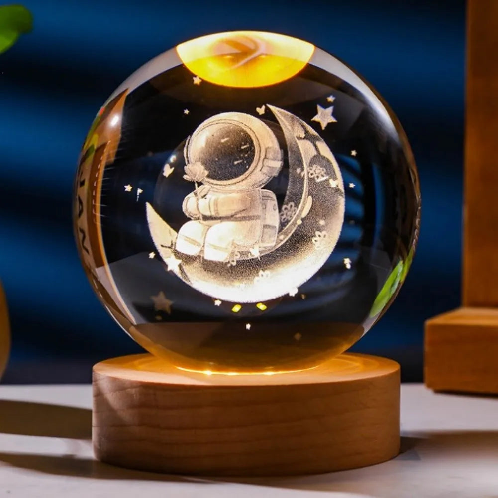 NEW Christmas Birthday Gifts6 Crystal Ball Planet Night Light Laser Solar System Globe Astronomy Festival GiftsDesktopDecoration