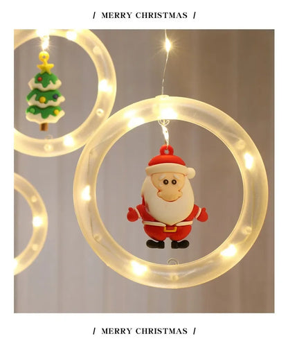 Christmas Lights String Star Santa Claus Curtain Light USB Plug Holiday Party Garland Lamp For Home Bedroom Window Decoration