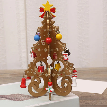 Christmas Tree Children Handmade DIY Stereo Wooden Christmas Tree Scene Layout Christmas Decoration Ornaments Hot