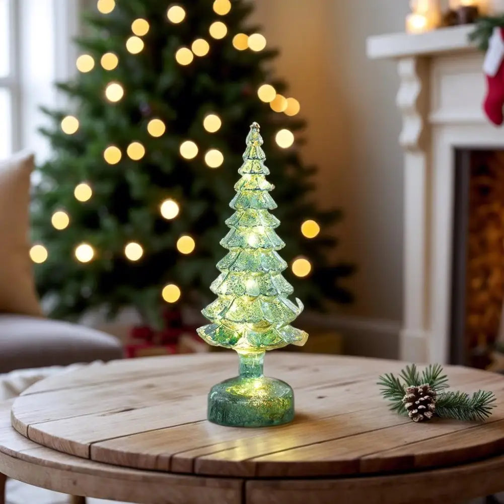 Christmas Tree with Lights Lighted Glass Christmas Tree Battery Operated Christmas Tree Night Lights Tabletop Decor ﻿ Mini Glass