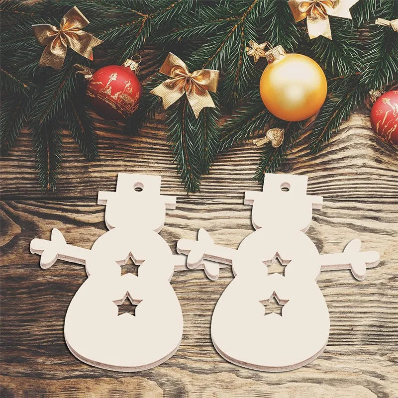 Christmas Wooden Ornaments Crafts Artificial Wooden Angel Snowman Christmas Tree Hanging Decoration DIY Home Party Gifts