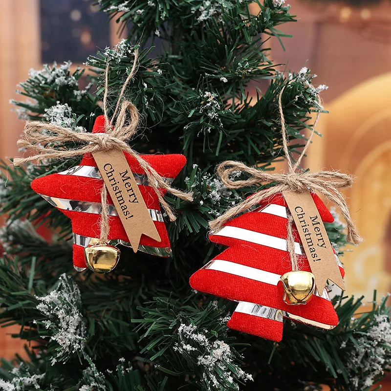 Christmas tree decorations, mini Christmas tree star ornaments, party atmosphere, window display arrangement