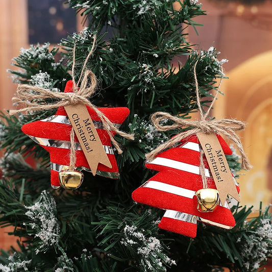 Christmas tree decorations, mini Christmas tree star ornaments, party atmosphere, window display arrangement