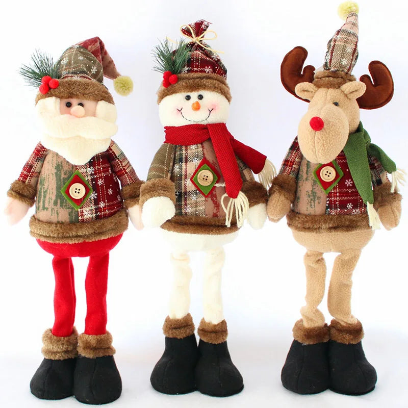 Christmas Hanging Ornaments Santa Snowman Reindeer Flannel Xmas Decor Tree Gifts For Kids Holiday Home Cartoon Decoration
