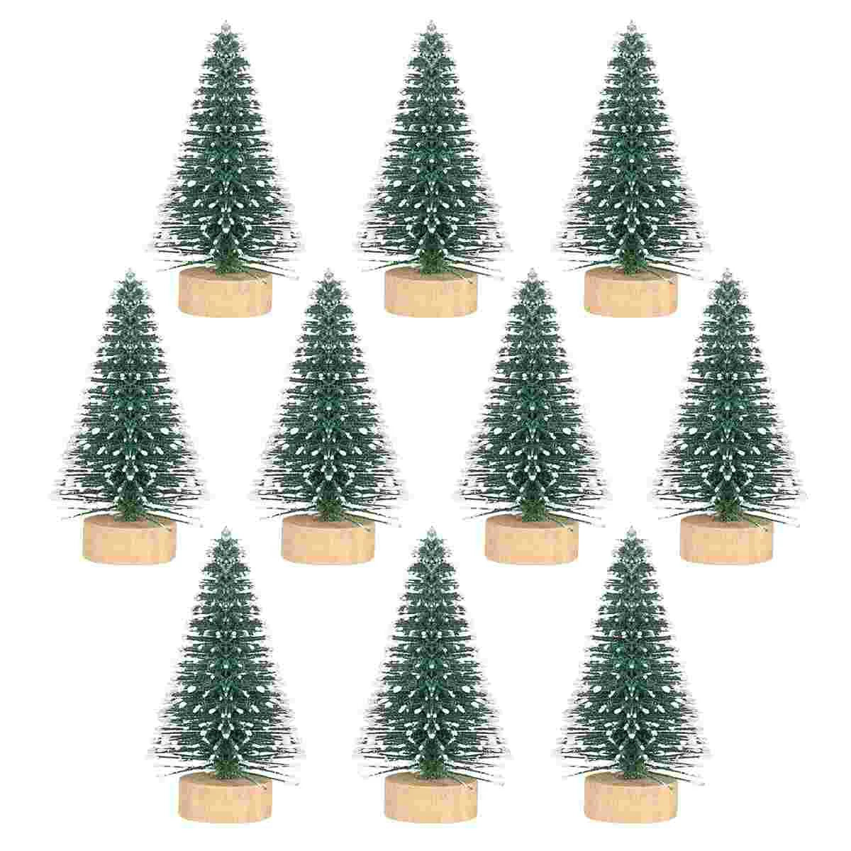 Christmas Tree Ornaments Decorations Mini Hoiday Trees Crafts Snow Frost Bamboo Artificial Indoor Fake Pine Holiday