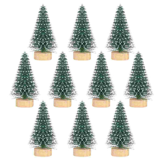 Christmas Tree Ornaments Decorations Mini Hoiday Trees Crafts Snow Frost Bamboo Artificial Indoor Fake Pine Holiday