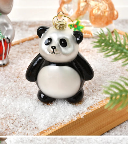 Christmas ornaments, glass paintings, roosters, pandas, animal shapes, charms, home christmas tree scenes, dress up pendants