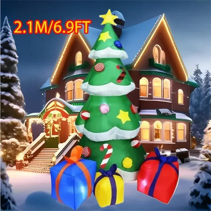 Christmas Tree Style Decorations Built-in LED Lights Inflatable Toys Model Indoor Outdoor Ornament Xmas Party Garden Decor Props